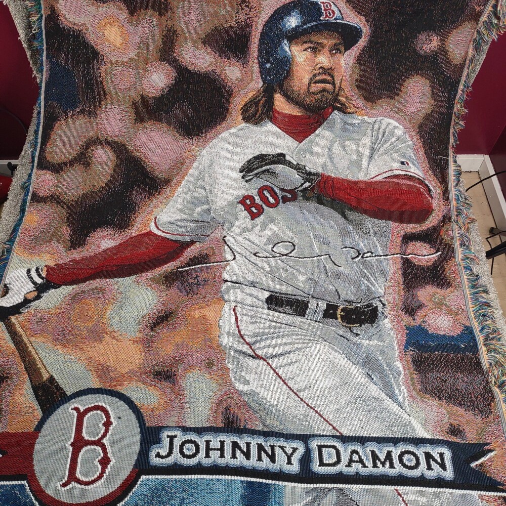 Boston Red Sox Throw Blanket 46x60 Johnny Damon Acrylic Tapestry Northwest Co
